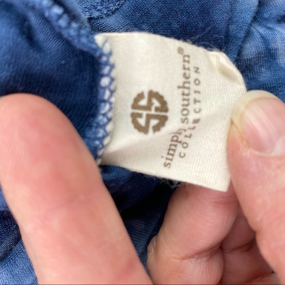 Simply Southern blue white tie dye ruffle sleeve top - Picture 8 of 11